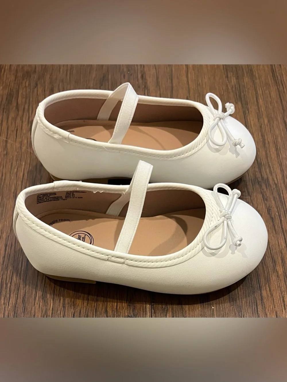 Wonder Nation Girls' White Mary Jane Flats with Bow Size 5
